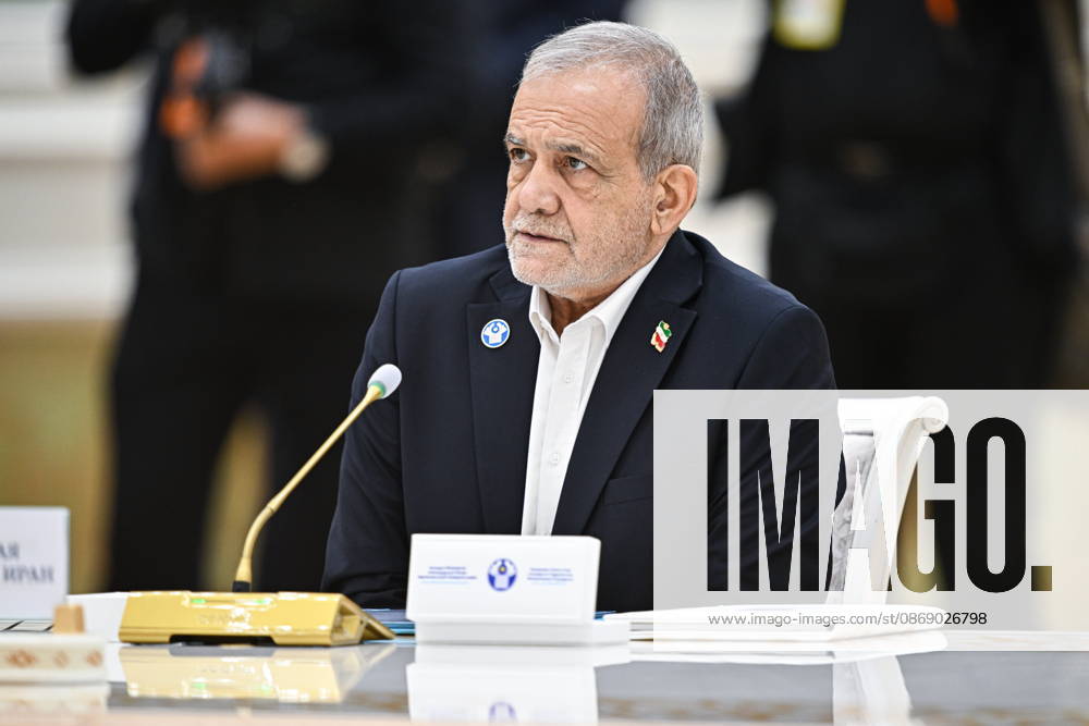 TURKMENISTAN, BALKAN PROVINCE - OCTOBER 9, 2026: Irans President Masoud Pezeshkian attends a meeting of the CIS Council of Heads of State in Turkmenbashi Turkmenistan - ZUMAt113 20261009_zaa_t113_074