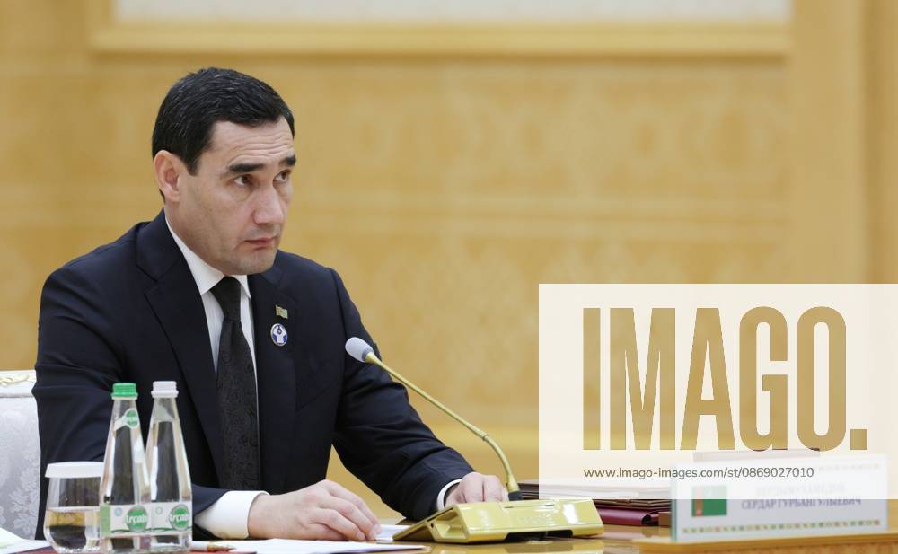 TURKMENISTAN, BALKAN PROVINCE - Turkmenistan s President Serdar Berdimuhamedow attends a meeting of the CIS Council of Heads of State in Turkmenbashi. KremlinxPool