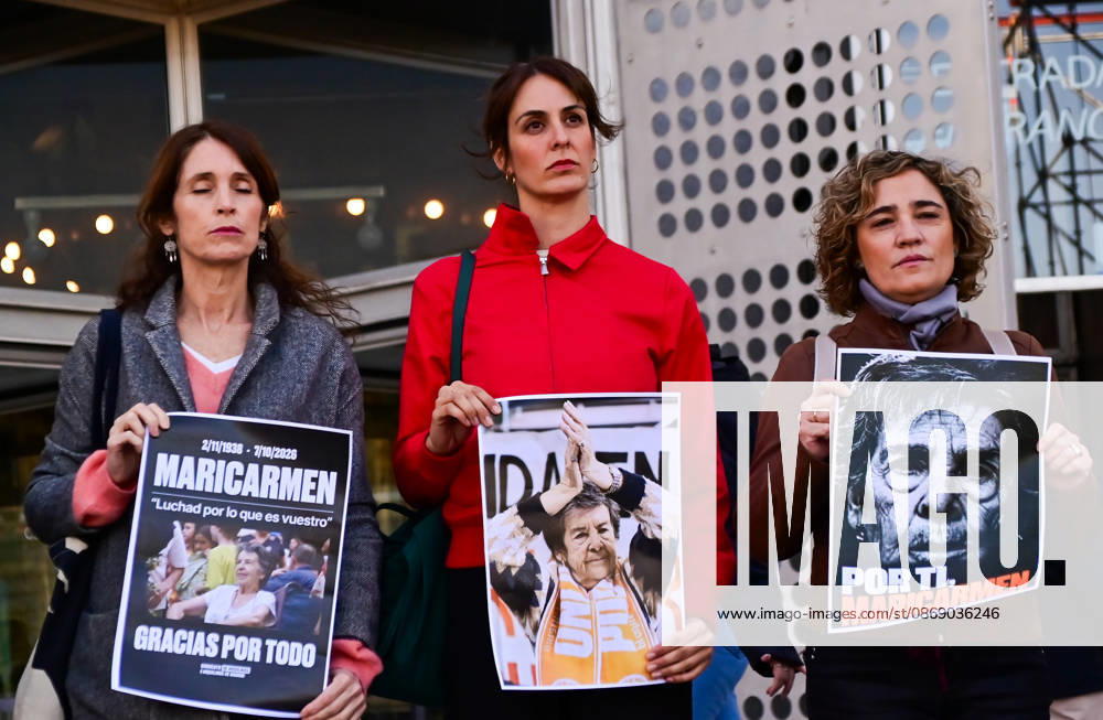 Members and representatives of the Madrid branch of the Spanish Socialist Workersâ€⠢ Party (PSOE) observe a minute of silence outside Madrid City Hall in memory of Maricarmen, who died after being evicted from her home. Her death has become a symbol of the housing crisis and the struggle against real estate speculation. Madrid SPAIN - ZUMAz108 20261009_znp_z108_001