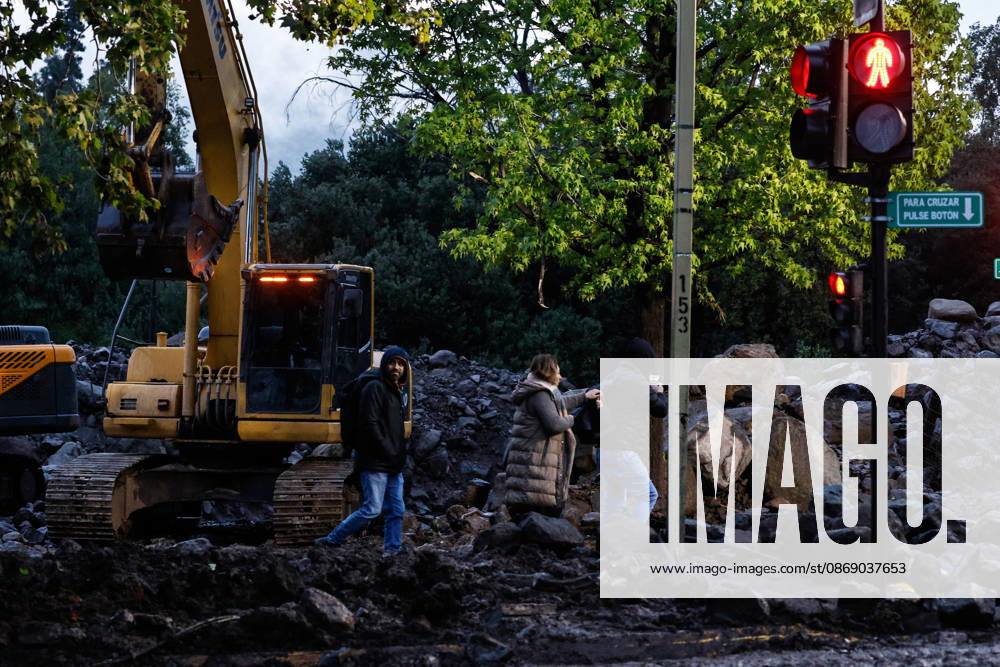 Santiago, October 9, 2026: Consequences of a mudslide that affected the area from San Carlos de Apoquindo to Los Dominicos in the Las Condes district, causing widespread damage and sweeping away vehicles and people. Diego Martin Aton, Chile, Aton 1198063 jpeg