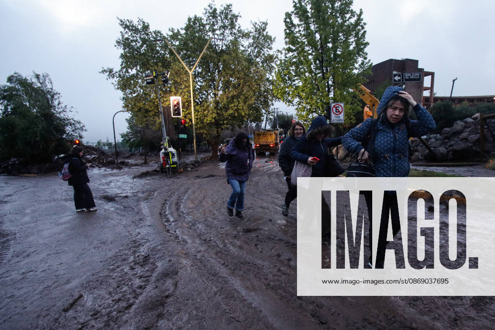 Santiago, October 9, 2026: Consequences of a mudslide that affected the area from San Carlos de Apoquindo to Los Dominicos in the Las Condes district, causing widespread damage and sweeping away vehicles and people. Diego Martin Aton, Chile, Aton 1198058 jpeg