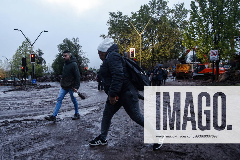 Santiago, October 9, 2026: Consequences of a mudslide that affected the area from San Carlos de Apoquindo to Los Dominicos in the Las Condes district, causing widespread damage and sweeping away vehicles and people. Diego Martin Aton, Chile, Aton 1198059 jpeg