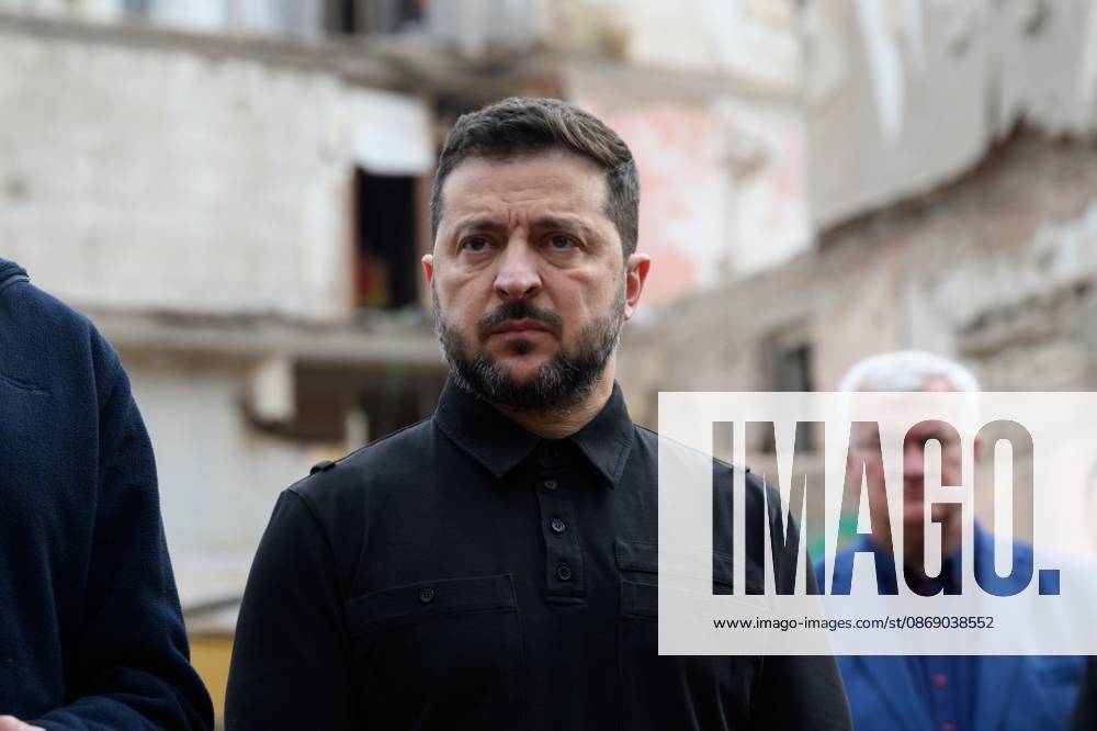 Zelensky Honors Victims of Russian Strike in Pryluky Ukrainian President Volodymyr Zelensky pays tribute to victims of a Russian strike on the city of Pryluky and speaks with people affected by the attack, on October 8, 2026, as the Russia-Ukraine war continues. Photo by PRESIDENT OF UKRAINE apaimages Ukraine Ukraine Ukraine 091026_Ukraine_UPO_00(19).jpeg