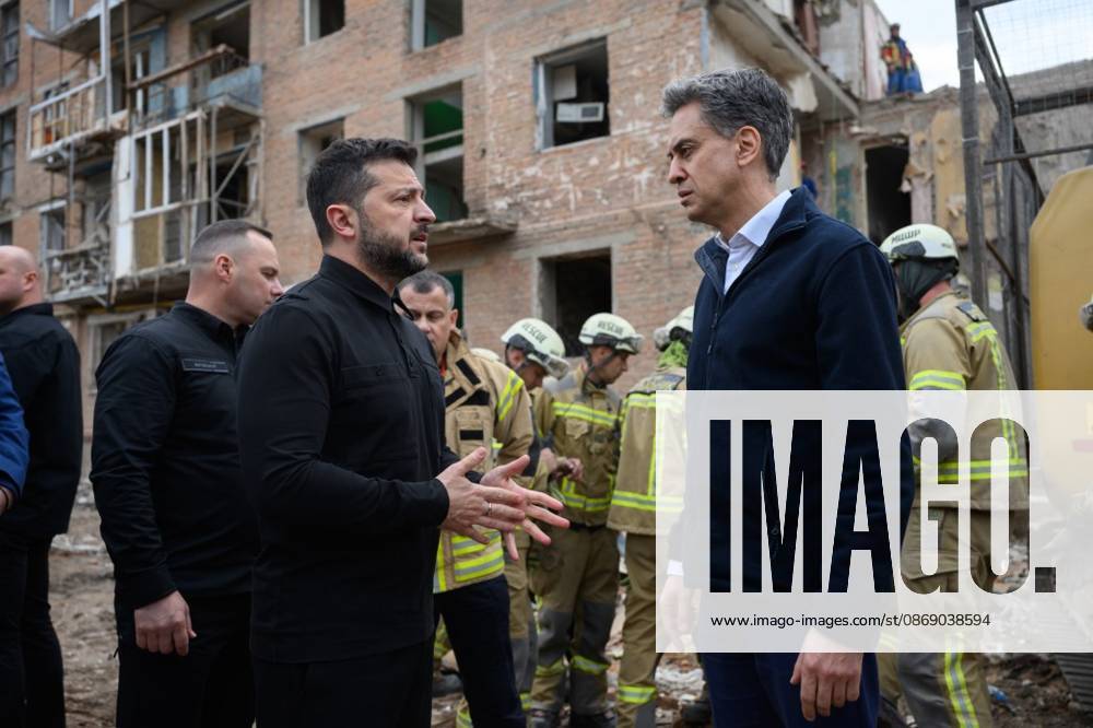 Zelensky Honors Victims of Russian Strike in Pryluky Ukrainian President Volodymyr Zelensky pays tribute to victims of a Russian strike on the city of Pryluky and speaks with people affected by the attack, on October 8, 2026, as the Russia-Ukraine war continues. Photo by PRESIDENT OF UKRAINE apaimages Ukraine Ukraine Ukraine 091026_Ukraine_UPO_00(8).jpeg