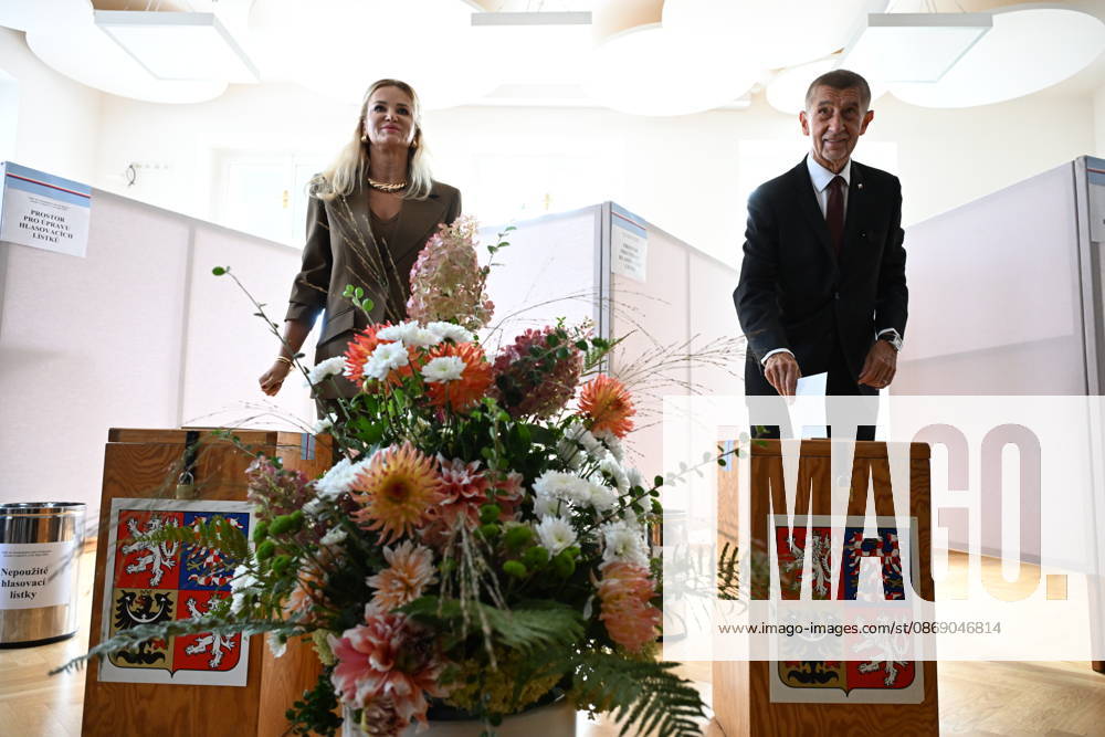 The two-day elections to municipal assemblies started in the Czech Republic together with the first round of the elections to one-third of the Senate, on October 9, 2026. On the photo votes Czech Prime Minister Andrej Babis (ANO) and his wife Monika Babisova, in Pruhonice, Czech Republic. (CTKxPhoto KaterinaxSulova) CTKPhotoP2026100904735 CTKPhotoP2026100904735