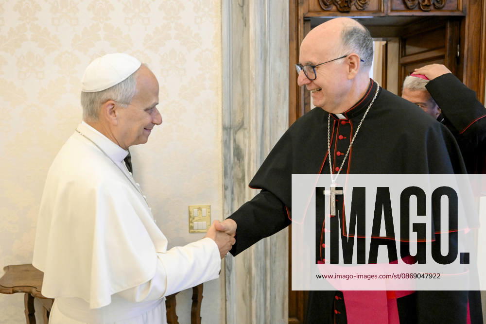 ITALY- REL VATICAN -POPE LEO XVI DURING A PRIVATE AUDIENCE WITH BISHOPS OF HONDURAS ON PRIVATE VISIT AS PART OF THEIR AD LIMINA APOSTOLORUM October 9, 2026 ITALY REL - Vatican, October 9, 2026 Pope Leo XIV receives the bishops of Honduras on a private visit as part of their Ad Limina Apostolorum visit - NO BOOKS