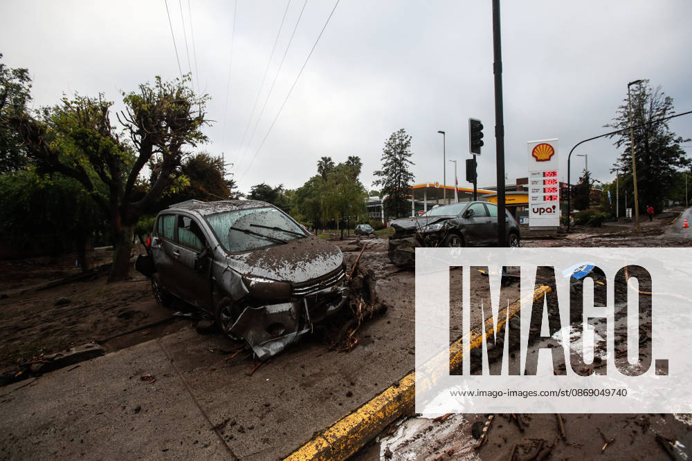 Santiago, October 9, 2026: Consequences of a mudslide that affected the area from San Carlos de Apoquindo to Los Dominicos in the Las Condes district, causing widespread damage and sweeping away vehicles and people. Diego Martin Aton, Chile, Aton 1198095 jpeg