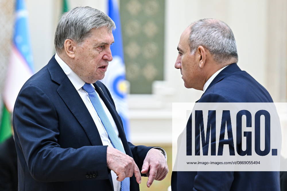 TURKMENISTAN, BALKAN PROVINCE - OCTOBER 9, 2026: Russia s President Putin s adviser Yuri Ushakov (L) and Armenia s Prime Minister Nikol Pashinyan attend an expanded meeting of the CIS Council of Heads of State in Turkmenbashi Turkmenistan - ZUMAt113 20261009_zaa_t113_528