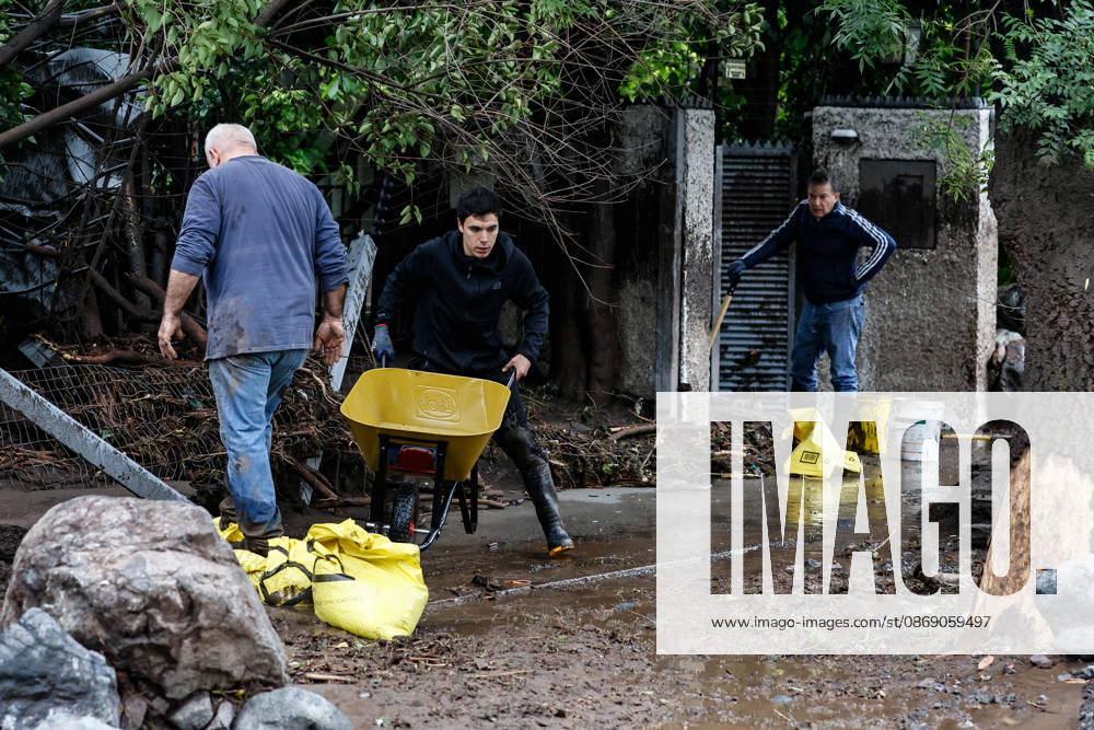 Santiago, October 9, 2026: Consequences of a mudslide that affected the area from San Carlos de Apoquindo to Los Dominicos in the Las Condes district, causing widespread damage and sweeping away vehicles and people. Diego Martin Aton, Chile, Aton 1198119 jpeg
