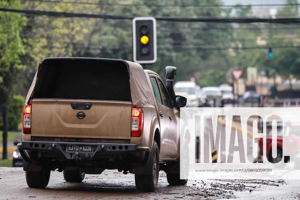 Santiago, October 9, 2026: Consequences of a mudslide that affected the area from San Carlos de Apoquindo to Los Dominicos in the Las Condes district, causing widespread damage and sweeping away vehicles and people. Diego Martin Aton, Chile, Aton 1198113 jpeg