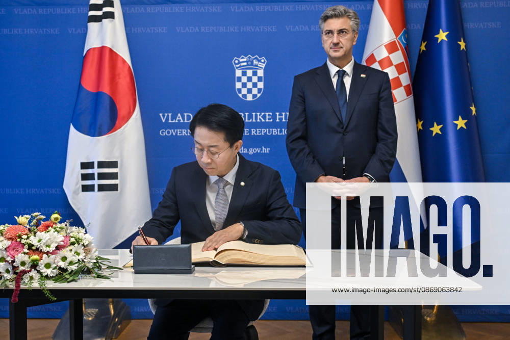 Croatian PM Plenkovic meets South Korean parliament speaker Croatian Prime Minister Andrej Plenkovic met with Cho Jeong-sik, Speaker of the National Assembly of the Republic of Korea, at the Banski dvori government headquarters in Zagreb, Croatia on October 9, 2026. NevaxZganec PIXSELL