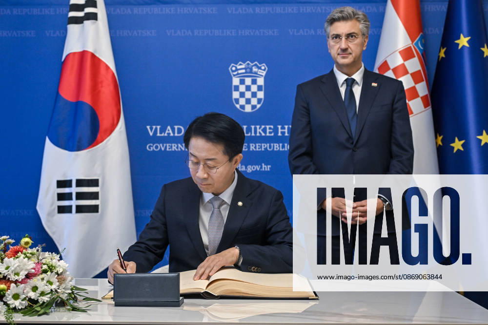Croatian PM Plenkovic meets South Korean parliament speaker Croatian Prime Minister Andrej Plenkovic met with Cho Jeong-sik, Speaker of the National Assembly of the Republic of Korea, at the Banski dvori government headquarters in Zagreb, Croatia on October 9, 2026. NevaxZganec PIXSELL