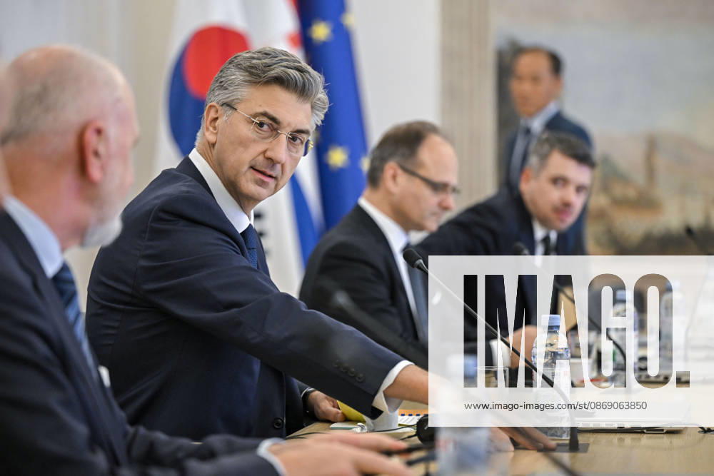Croatian PM Plenkovic meets South Korean parliament speaker Croatian Prime Minister Andrej Plenkovic met with Cho Jeong-sik, Speaker of the National Assembly of the Republic of Korea, at the Banski dvori government headquarters in Zagreb, Croatia on October 9, 2026. NevaxZganec PIXSELL