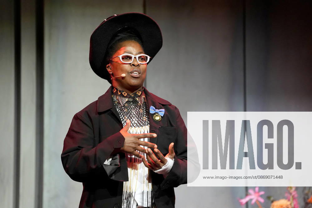 Zanele Muholi from South Africa receives the Hasselblad Award, an international photography prize, at a ceremony at World of Volvo in Gothenburg, Sweden