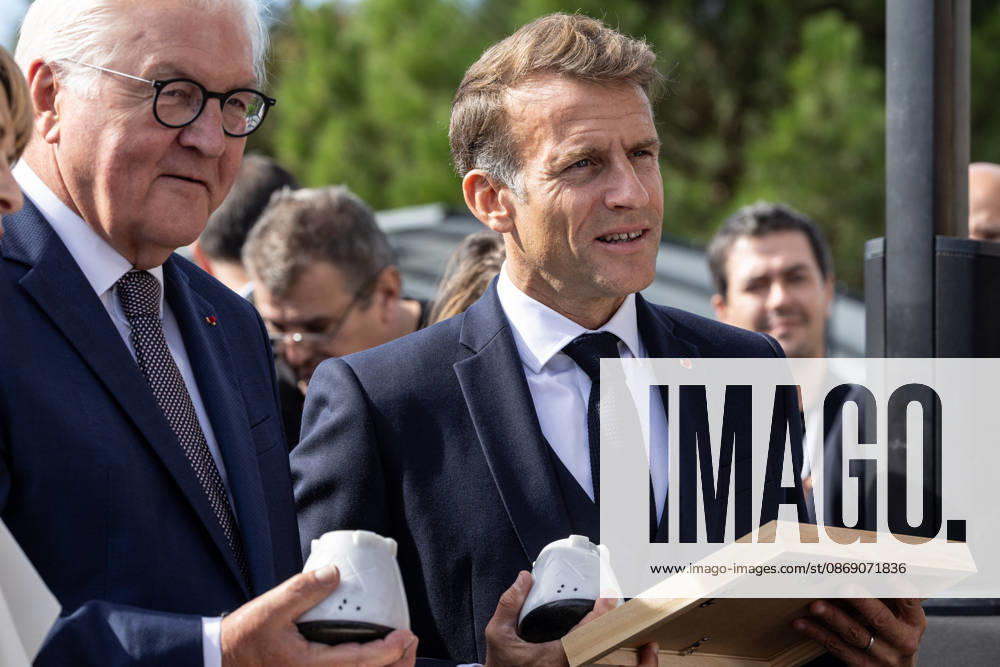 Emmanuel Macron And Frank-Walter Steinmeier Visit in Gironde French President Emmanuel Macron and German President Frank-Walter Steinmeier visit The Exploration Company, a Franco-German space company in Gironde in Le Haillan, France, on October 9, 2026. Photo by Margot Le Gonidec ABACAPRESS.COM Le Haillan France