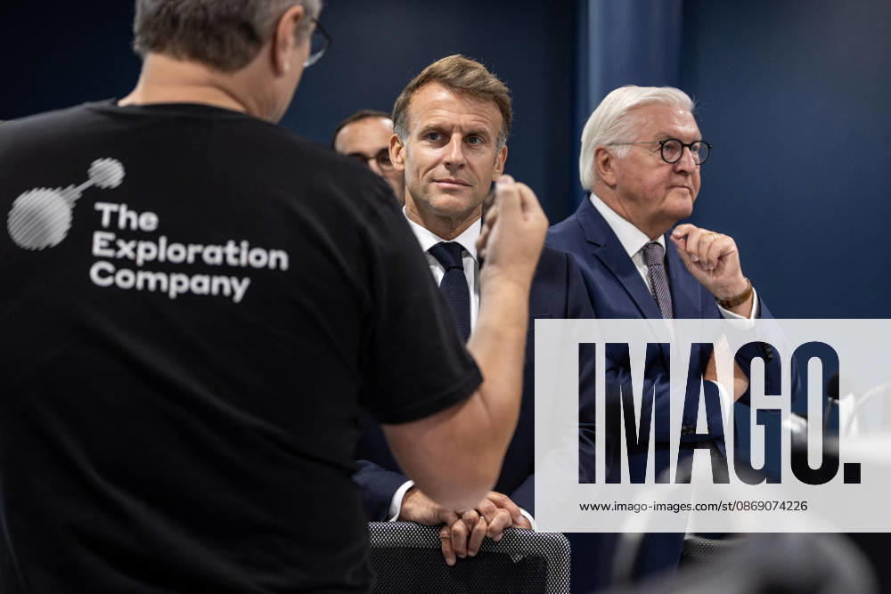 Emmanuel Macron, President of the French Republic, and Frank-Walter Steinmeier, Federal President of Germany, visited the Franco-German company The Exploration Company in Le Haillan, on October 9, 2026, during the German president’s visit to France. Margot Le Gonidec Pool, Bestimage. French President Emmanuel Macron and German President Frank-Walter Steinmeier visit The Exploration Company, a Franco-German space company in Le Haillan, Gironde, France, on October 9, 2026. Le Haillan, France