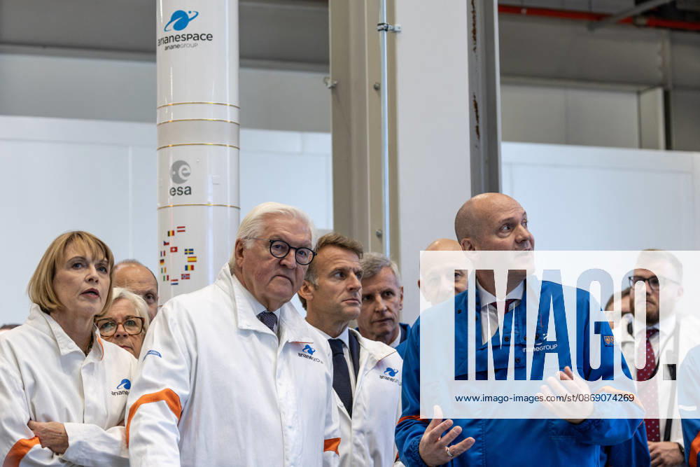 Emmanuel Macron, President of the French Republic, and Frank-Walter Steinmeier, Federal President of Germany, visit the Franco-German company The Exploration Company in Le Haillan, on October 9, 2026, during the German president’s visit to France. Margot Le Gonidec Pool Bestimage French President Emmanuel Macron and German President Frank-Walter Steinmeier visit ArianeGroup, a European aerospace and defense company, during Steinmeier’s state visit to France, in Le Haillan, France, on October 9, 2026 Le Haillan, France
