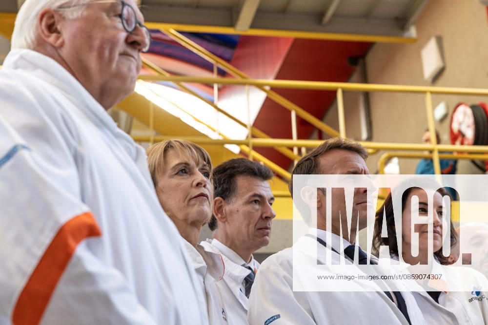 Emmanuel Macron, President of the French Republic, and Frank-Walter Steinmeier, Federal President of Germany, visited the Franco-German company The Exploration Company in Le Haillan, on October 9, 2026, during the German president’s visit to France. Margot Le Gonidec Pool Bestimage French President Emmanuel Macron and German President Frank-Walter Steinmeier visit ArianeGroup, a European aerospace and defense company, during Steinmeier’s state visit to France, in Le Haillan, France, on October 9, 2026 Le Haillan, France