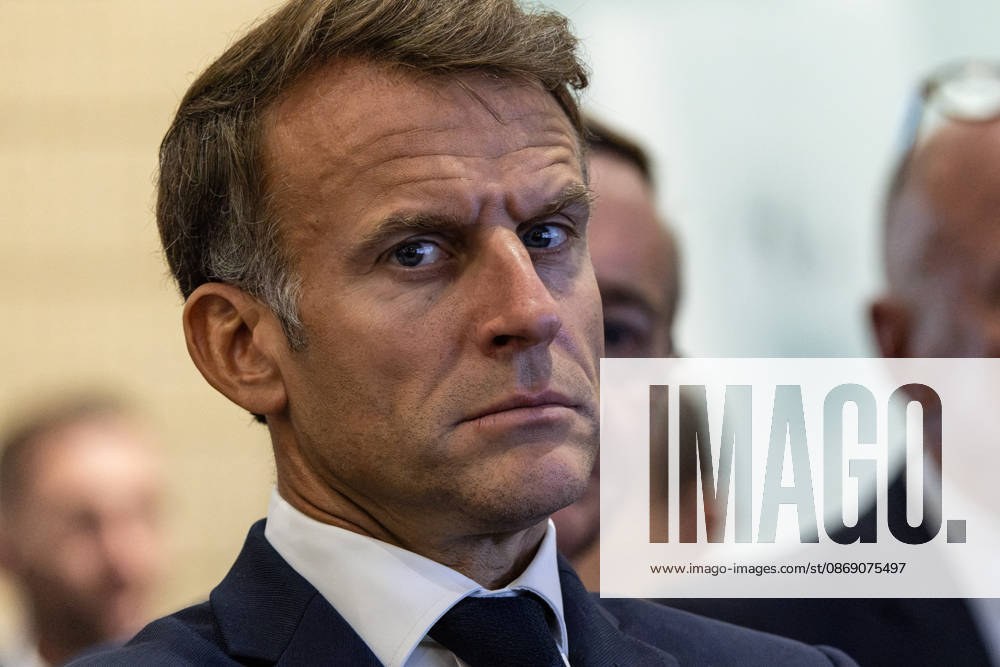 French President Emmanuel Macron and German President Frank Walter Steinmeier visit the Laser Mégajoule research facility operated by the French Alternative Energies and Atomic Energy Commission (CEA). The facility is part of France’s nuclear deterrence simulation program, located in Le Barp, France, on October 9, 2026. Margot Le Gonidec, Pool Bestimage, Le Barp, France