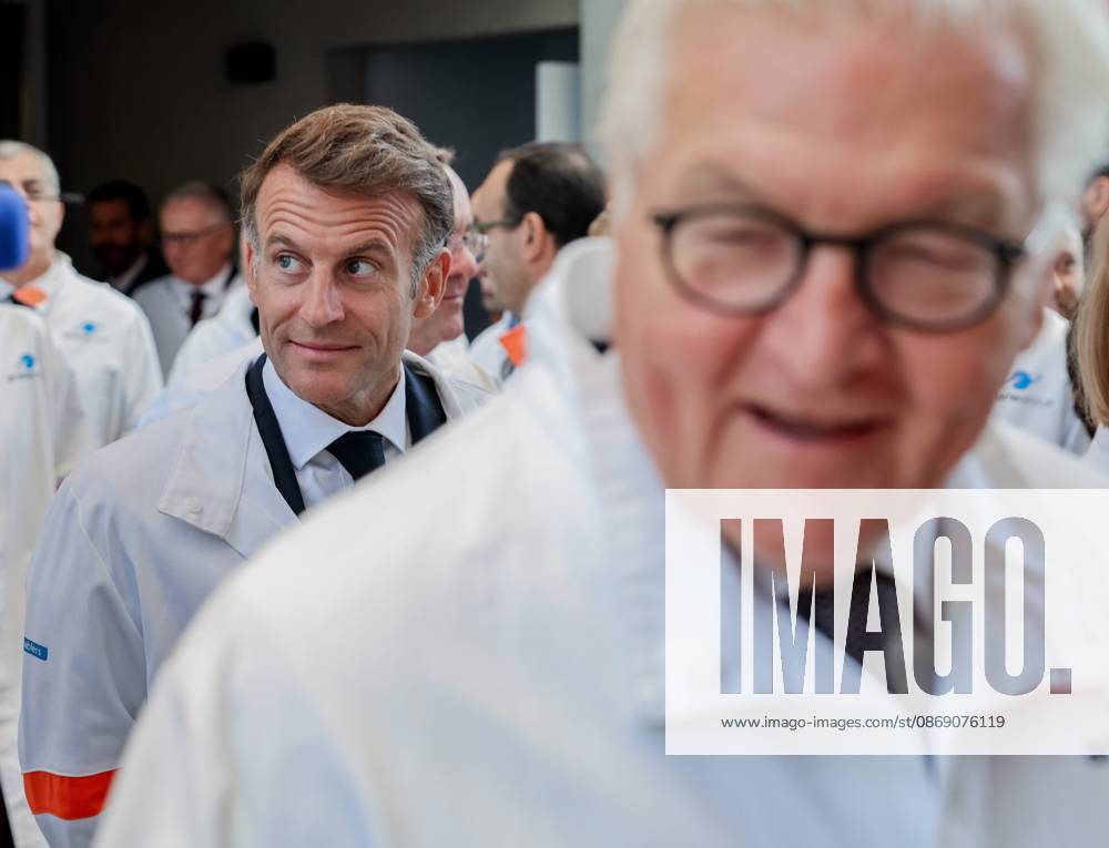 STATE VISIT BY MR. FRANK WALTER STEINMEIER, PRESIDENT OF THE FEDERAL REPUBLIC OF GERMANY, ACCOMPANIED BY THE PRESIDENT OF THE FRENCH REPUBLIC, EMMANUEL MACRON. PHOTO: PQR SUD OUEST, GUILLAUME BONNAUD, Bordeaux, October 9, 2026. On October 9, 2026, in Gironde: State visit by Mr. Frank-Walter Steinmeier, President of the Federal Republic of Germany, accompanied by the President of theEMMANUEL MACRON, PRESIDENT OF THE FRENCH REPUBLIC, PHOTO BY GUILLAUME BONNAUD AT THE ARIANE GROUP SITE IN MÉRIGNAC Emmanuel Macron during a visit to the site of the aerospace company Ariane Group in Mérignac, southwestern France, on October 9, 2026, Bordeaux, Gironde, France
