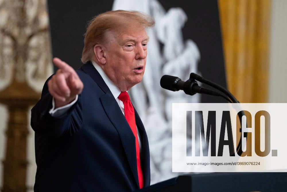 President Donald Trump speaks during an event in the East Room of the White House in Washington, DC on Friday, Oct. 9, 2026. Trump is hosting a Columbus Day celebration. WASP20261009126 AaronxSchwartz