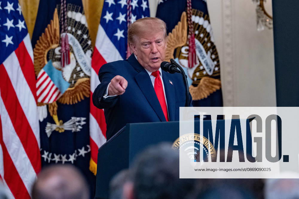 U.S. President Donald Trump speaks at a Christopher Columbus Day event at the White House on October 9, 2026, in Washington, D.C. Washington USA - ZUMAl312 20261009_znp_l312_019