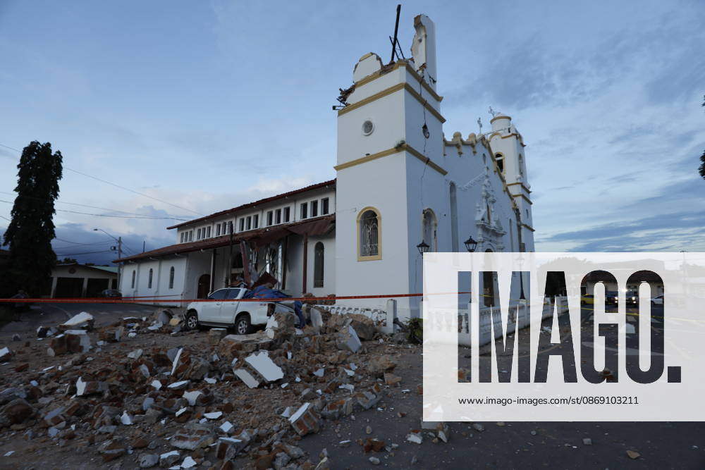 (261010) -- PANAMA CITY, Oct. 10, 2026 -- This photo taken on Oct. 9, 2026 shows a bell tower of a church collapsed after a strong earthquake in Penonome, central Cocle Province of Panama. A powerful earthquake and a series of strong aftershocks rattled Panama on Friday, sending residents into the streets, disrupting water supplies and briefly halting flights as the government mobilized emergency personnel and resources. The University of Panama s Institute of Geosciences measured the initial quake at magnitude 7.2. It struck at 12:56 p.m. local time (1756 GMT) at a depth of 4 kilometers. By 5:30 p.m. local time, more than 40 earthquakes had been recorded, including over a dozen with magnitudes above 5.0. A quake at 3:25 p.m. had a magni