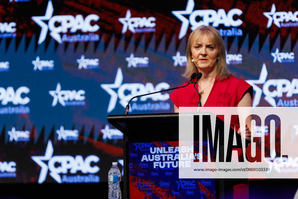 CPAC NATIONAL CONFERENCE 2026, Britains former prime minister Liz Truss speaks during the 2026 Conservative Political Action Network (CPAC) national conference at the Royal International Convention Centre in Brisbane, Saturday, October 10, 2026. ( NO ARCHIVING BRISBANE QUEENSLAND Australia