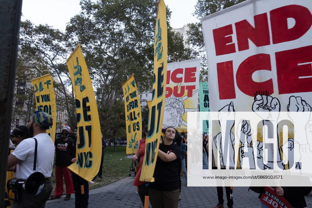 FOLEY SQUARE, NEW YORK, UNITED STATES †OCTOBER 9, 2026: Demonstrators rally on Friday, October 9, 2026, at a protest titled â€oeICE SHOT A NEW YORKER.†The rally began in Foley Square in Lower Manhattan, across the street from ICE headquarters at 26 Federal Plaza. It followed the shooting of a 28-year-old Dominican national by an ICE agent in the Bronxâ€⠢s Marble Hill neighborhood on Thursday, October 8. Mayor Zohran Mamdani said preliminary information indicated that agents surrounded the man, identified as Oscar Belgal, and a 5-year-old child in his car before firing multiple rounds. The child was believed to be physically unharmed. According to DHS, Belgal was the targe - ZUMAt442 20261009_znp_t442_003