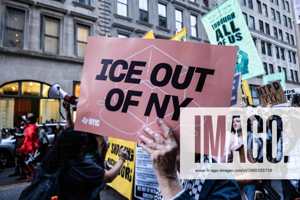 FOLEY SQUARE, NEW YORK, UNITED STATES Ã¢â‚¬ OCTOBER 9, 2026: Demonstrators rally on Friday, October 9, 2026, at a protest titled Ã¢â‚¬oeICE SHOT A NEW YORKER.Ã¢â‚¬Â The rally began in Foley Square in Lower Manhattan, across the street from ICE headquarters at 26 Federal Plaza. It followed the shooting of a 28-year-old Dominican national by an ICE agent in the BronxÃ¢â‚¬â ¢s Marble Hill neighborhood on Thursday, October 8. Mayor Zohran Mamdani said preliminary information indicated that agents surrounded the man, identified as Oscar Belgal, and a 5-year-old child in his car before firing multiple rounds. The child was believed to be physically unharmed. According to DHS, Belgal was the targe - ZUMAt442 20261009_znp_t442_011