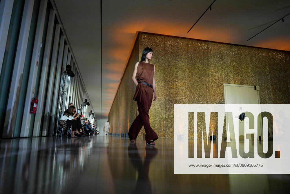Lisbon Fashion Week in Lisboa, Portugal - 09 Oct 2026 A model walks the runway during Luis Carvalho fashion show at ModaLisboa Priority, Lisbon Fashion Week in Lisboa. Lisbon Portugal