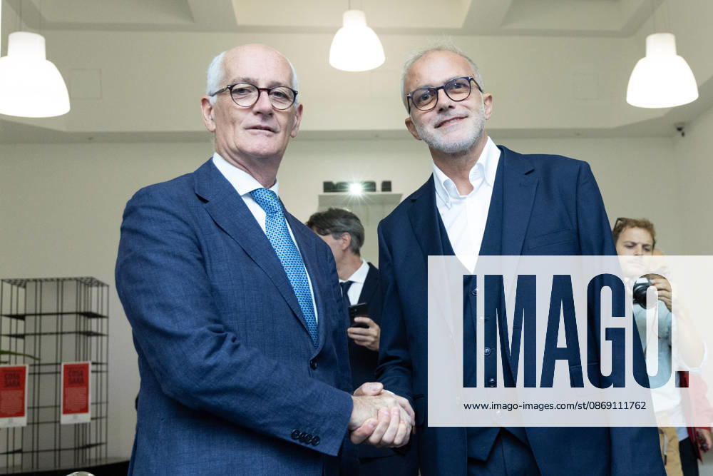 IPA89497234 - Ernesto Maria Ruffini and Franco Gabrielli during the National Assembly of the new political party Più Uno, held at the Salone delle Colonne in Rome