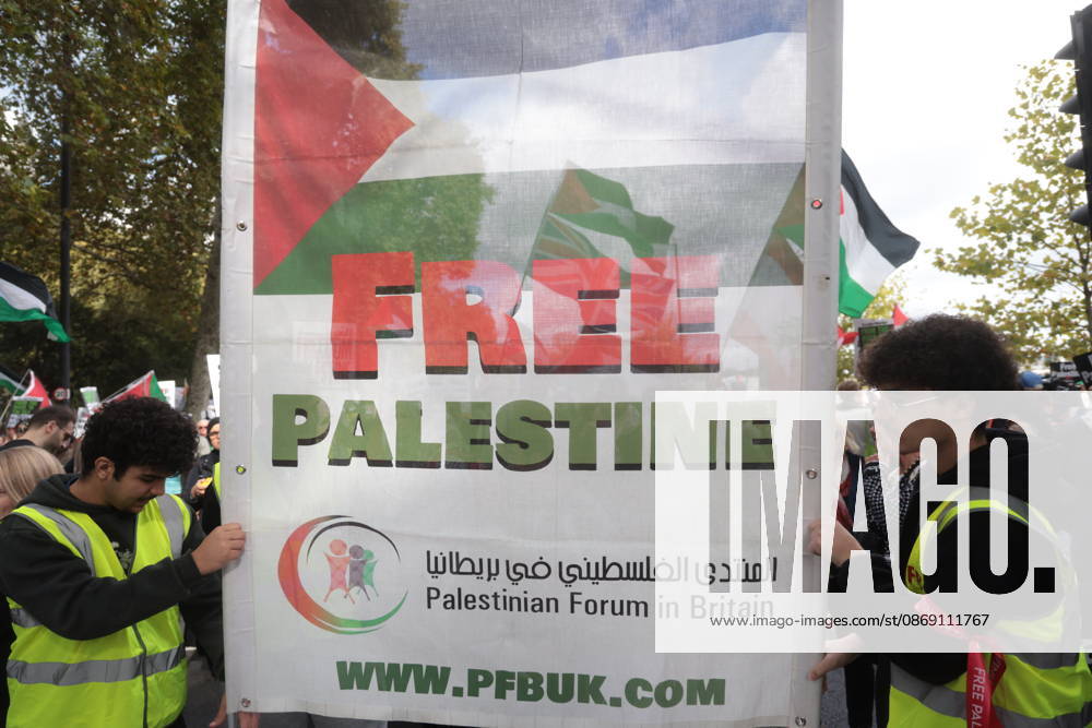 London, United Kingdom. Palestine Coalition Protest. Palestine Coalition protest march through London, with zionist counter protesters gathered outside New Scotland Yard.