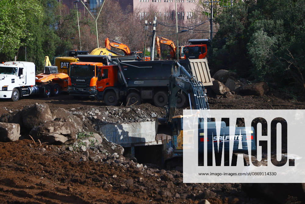 Santiago, October 10, 2026: Roadwork is underway following the flood that affected the Las Condes district. Dragomir Yankovic, Aton Chile, Santiago, Chile. Aton 1198294