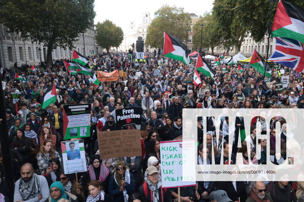 London, United Kingdom. Palestine Coalition Protest. Palestine Coalition protest march through London, with zionist counter protesters gathered outside New Scotland Yard.