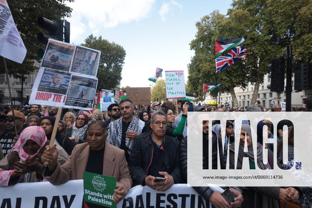 London, United Kingdom. Palestine Coalition Protest. Palestine Coalition protest march through London, with zionist counter protesters gathered outside New Scotland Yard.