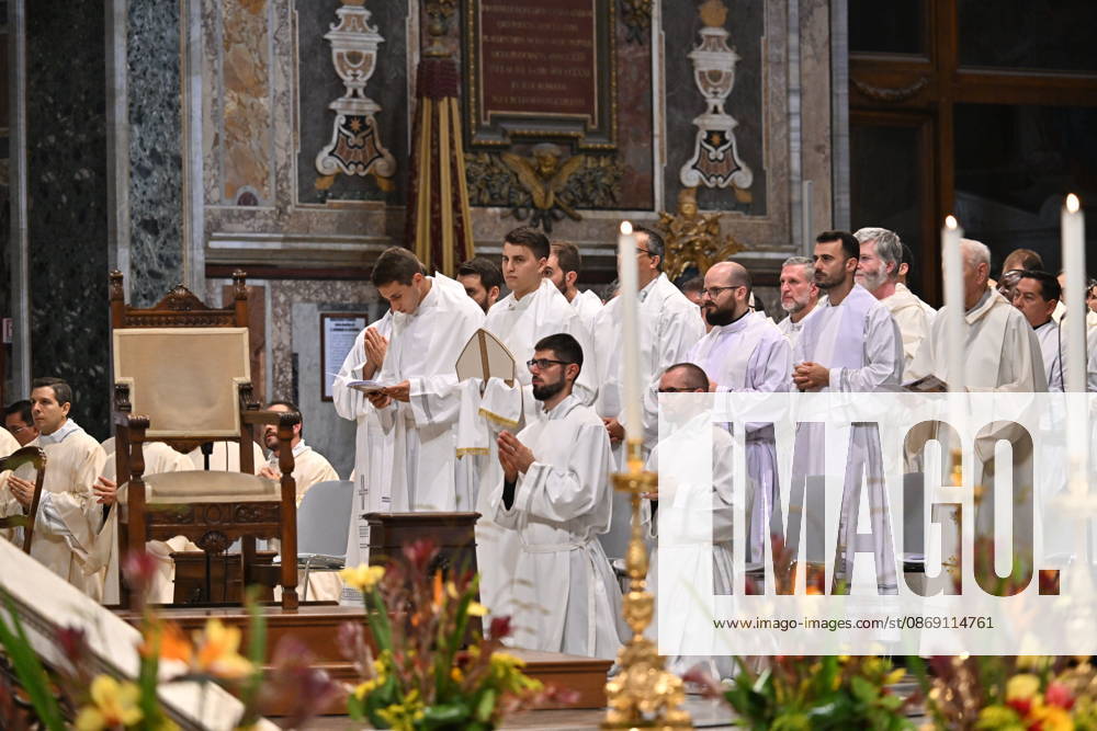IPA89501754 - Italy, Rome, Vatican, October 10, 2026: Cardinal Baldo Reina celebrates a Mass for the ordination of deacons at St. John Lateran. Photograph by ALESSIA GIULIANI Catholic Press Photo