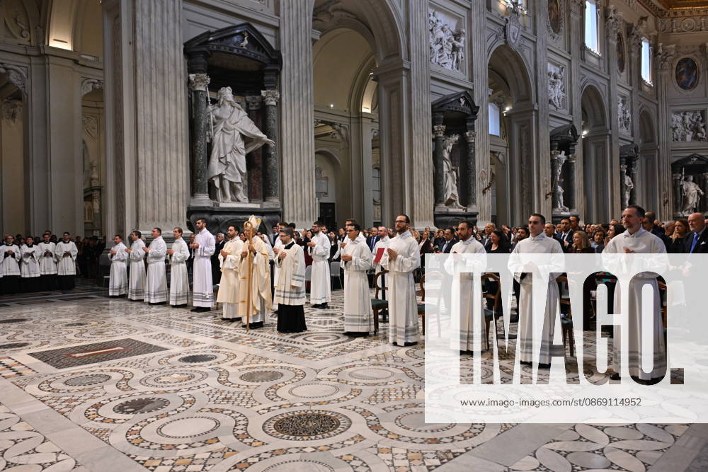 IPA89501577 - Italy, Rome, Vatican, October 10, 2026: Cardinal Baldo Reina celebrates a Mass for the ordination of deacons at St. John Lateran. Photograph by ALESSIA GIULIANI Catholic Press Photo