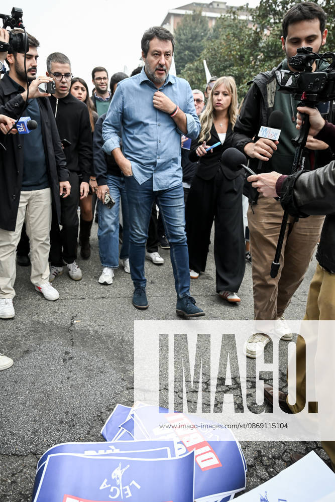 Deputy Prime Minister Matteo Salvini and Lega deputy secretary Silvia Sardone at the Lega rally Milan safer, stop social centers. Near the Lambretta Social Center, Via Rizzoli, 10 10 2026 Milan Milan Italy - ZUMAa289 20261010_zia_a289_075