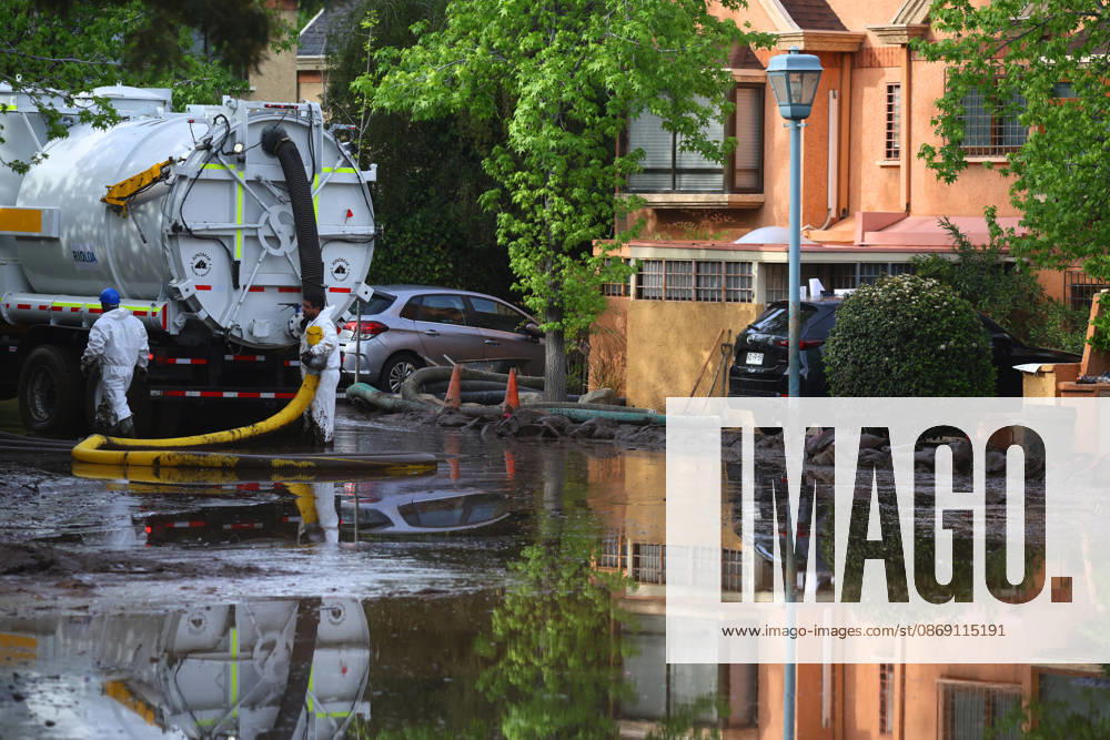 Santiago, October 10, 2026: Roadwork is underway following the flood that affected the Las Condes district. Dragomir Yankovic, Aton Chile, Santiago, Chile. Aton 1198325