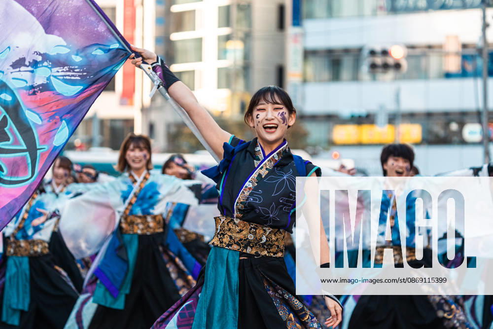 General view, October 10, 2026 - Dancers perform during the eve-of-festival events of the 27th Tokyo Yosakoi Festival in Ikebukuro, Tokyo, Japan, on October 10, 2026. Part of the Fukuro Matsuri celebrations, the event brings together yosakoi dance teams in colorful costumes for energetic performances combining traditional Japanese dance influences with contemporary music and choreography. aflo_354760461