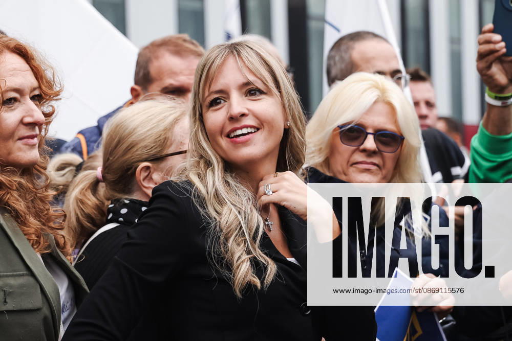 IPA89501871 - Milan: The Leagues rally, A Safer Milan, Stop the Social Centers, against the Lambretta Social Center on Via Rizzoli. Pictured: Silvia Sardone (Member of the European Parliament, the Leagues mayoral candidate in the Milan municipal elections)