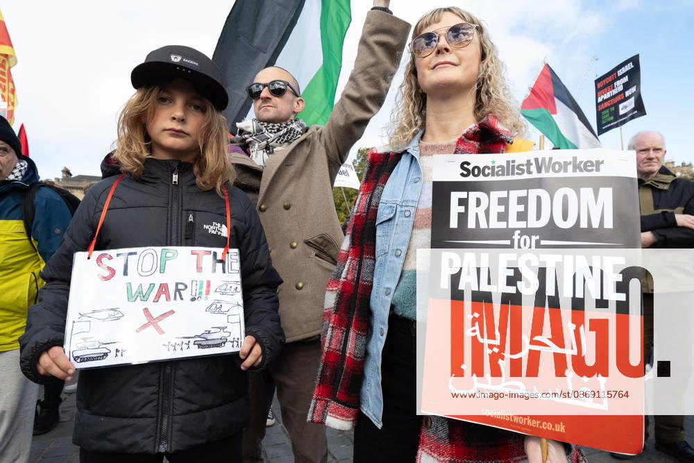 Hundreds of people took part in a demonstration in Edinburgh organised by pro-Palestine groups Gaza Genocide Emergency Committee and Stop the War Scotland to mark the third anniversary of the 7 October 2023 Hamas-led attacks on Israel and the subsequent war in Gaza. The demonstration formed part of what organisers described as the first fully coordinated global day of protests for Palestine, with participants calling on the UK Government to end all arms sales to Israel and impose full sanctions. Edinburgh UK - ZUMAs357 20261010_zip_s357_003