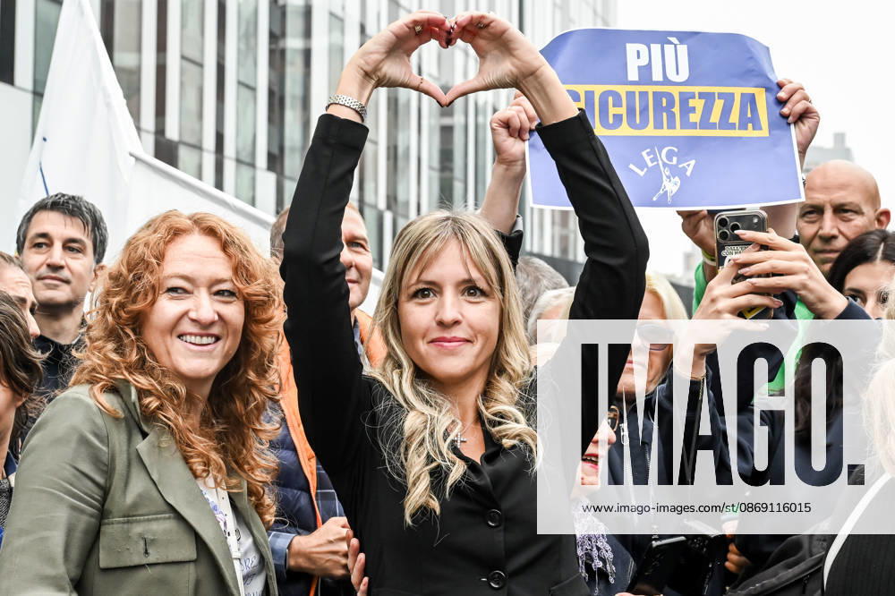 Lega deputy secretary Silvia Sardone at the Lega rally Milan safer, stop social centers. Near the Lambretta Social Center, Via Rizzoli, 10 10 2026 Milan Milan Italy - ZUMAa289 20261010_zia_a289_056