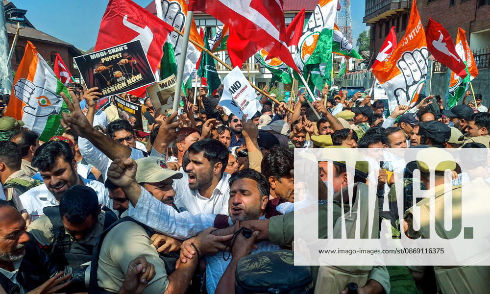 Police personnel stop leaders and supporters of the opposition alliance INDIA bloc during a protest to demand the resignation of CEC Gyanesh Kumar Srinagar, Oct 10 (ANI): Police personnel stop leaders and supporters of the opposition alliance INDIA bloc (Indian National Developmental Inclusive Alliance) during a protest to demand the resignation of Chief Election Commissioner Gyanesh Kumar, in Srinagar on Saturday. Srinagar Jammu & Kashmir India