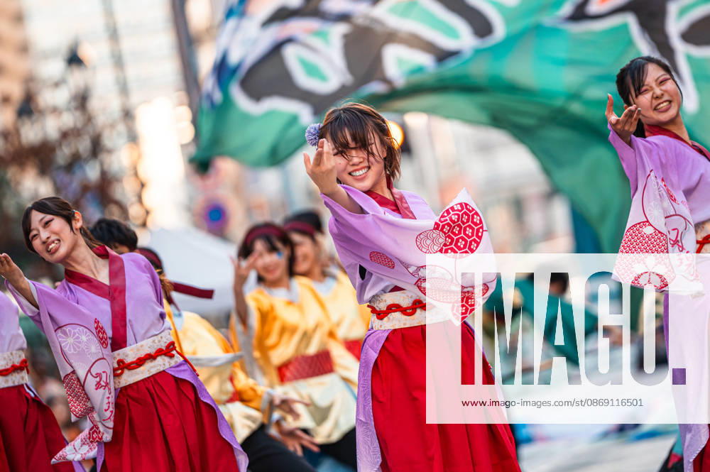 General view, October 10, 2026 - Dancers perform during the eve-of-festival events of the 27th Tokyo Yosakoi Festival in Ikebukuro, Tokyo, Japan, on October 10, 2026. Part of the Fukuro Matsuri celebrations, the event brings together yosakoi dance teams in colorful costumes for energetic performances combining traditional Japanese dance influences with contemporary music and choreography. aflo_354761422