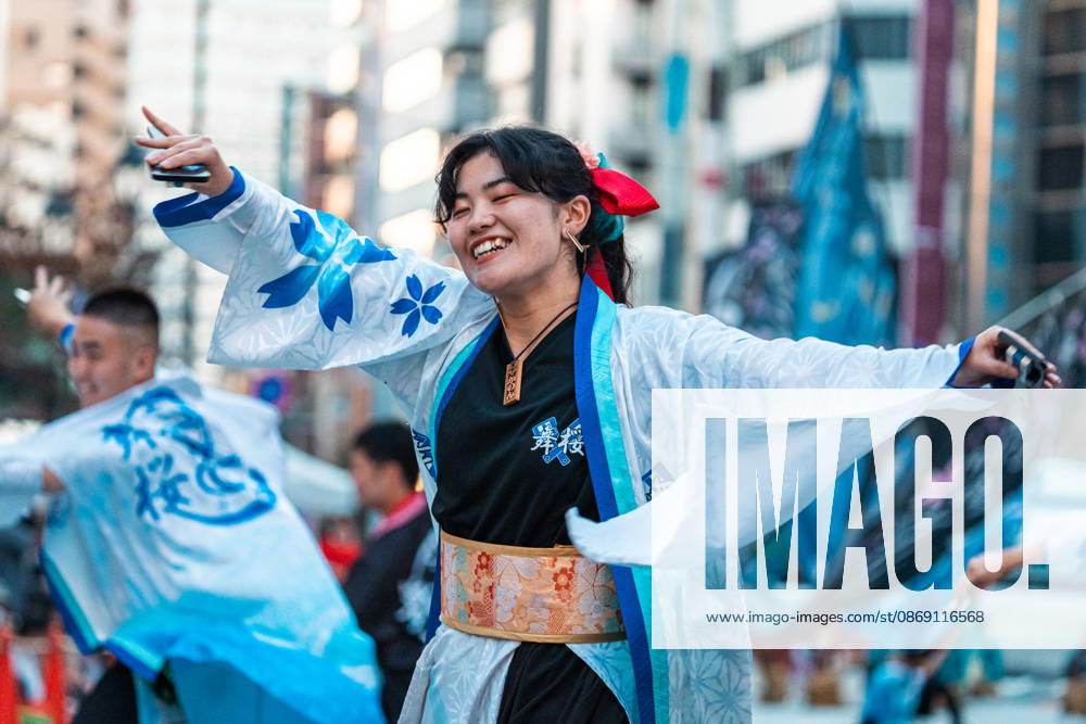 General view, October 10, 2026 - Dancers perform during the eve-of-festival events of the 27th Tokyo Yosakoi Festival in Ikebukuro, Tokyo, Japan, on October 10, 2026. Part of the Fukuro Matsuri celebrations, the event brings together yosakoi dance teams in colorful costumes for energetic performances combining traditional Japanese dance influences with contemporary music and choreography. aflo_354761537
