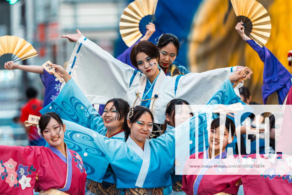 General view, October 10, 2026 - Dancers perform during the eve-of-festival events of the 27th Tokyo Yosakoi Festival in Ikebukuro, Tokyo, Japan, on October 10, 2026. Part of the Fukuro Matsuri celebrations, the event brings together yosakoi dance teams in colorful costumes for energetic performances combining traditional Japanese dance influences with contemporary music and choreography. aflo_354761601