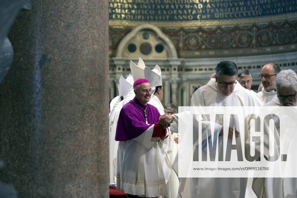 IPA89503404 - Italy, Rome, Vatican, October 10, 2026: Cardinal Baldo Reina celebrates Mass for the ordination of deacons at St. John Lateran. Photo by ALESSIA GIULIANI Catholic Press Photo