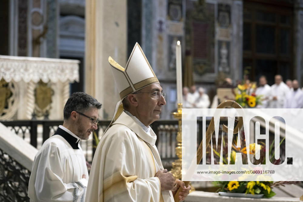 IPA89503410 - Italy, Rome, Vatican, October 10, 2026: Cardinal Baldo Reina celebrates Mass for the ordination of deacons at St. John Lateran. Photo by ALESSIA GIULIANI Catholic Press Photo